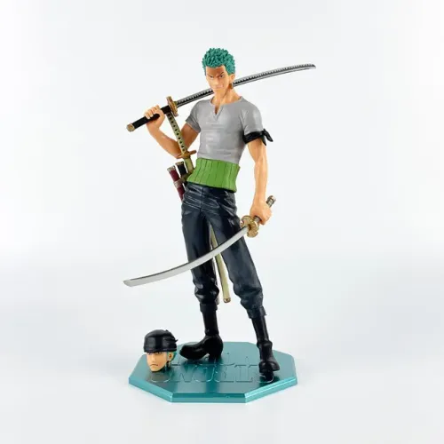 Action Figure Roronoa Zoro 24cm - Boneco Espadachim com Espadas - Figura de Ação One Piece