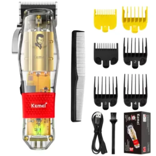 Máquina de Cortar Cabelo Sem Fio Profissional Transparente Km-ng 203 Voltagem 110v/220v