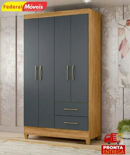 Guarda Roupa 4 Portas e 2 Gavetas Novo Pronta Entrega