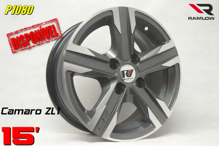 Roda aro 15 esportiva Modelo Camaro Zl1 grafite com diamantado 4x100 jogo novo