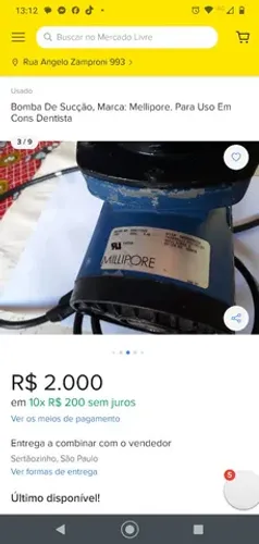 Motor de sucção Millipore. 110 volt