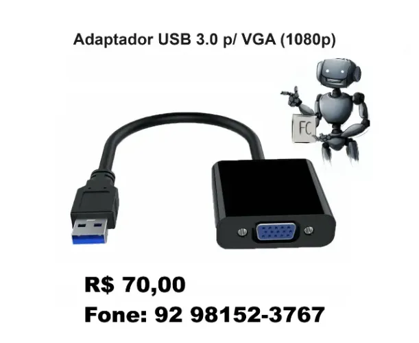 Adaptador Conversor Usb 3.0 Para Vga Tv Monitor Multitela
