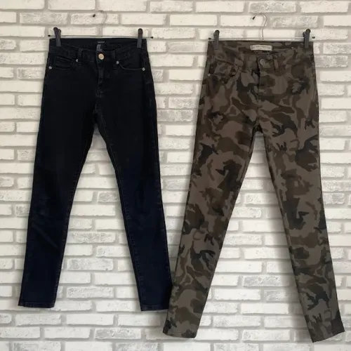 Kit 2 Calças Skinny Jeans Forever 21 Preta + C&A Verde Camuflada Tamanho 36