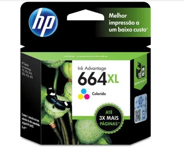 Cartucho de Tinta HP 664XL Colorido - Novo