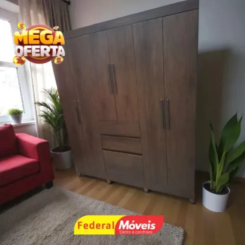 GUARDA ROUPA MARROM CASAL 7 PORTAS 2 GAVETAS (NOS CHAME NO WHATSAPP)