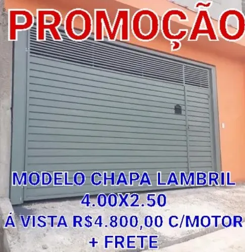 Portão Chapa Lambril 4.00x2.50 C/ Motor - Promoção R$4.800,00