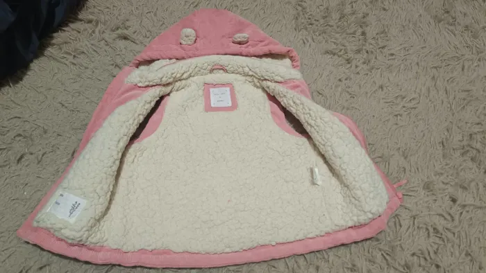 Colete infantil de Corduroy Rosa com Pelúcia 