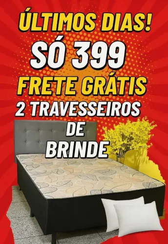 FRETE GRÁTIS. CAMA CASAL 7 cm com espuma + travesseiros 
