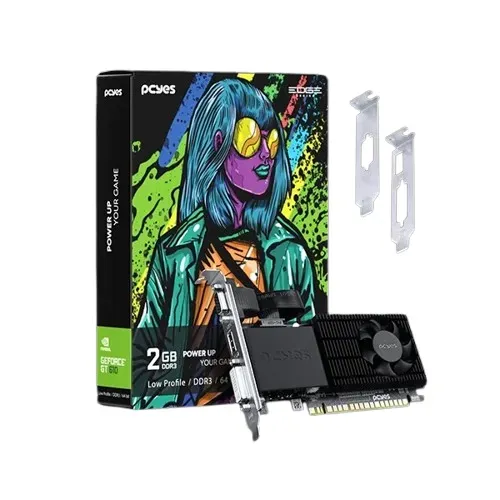 Placa de Vídeo Gpu Nvidia Geforce Gt 610 2Gb Ddr3 64 Bit Low Profile Single PCYES -Instala