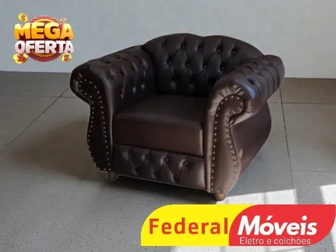Poltrona Courino Marrom (Temos Crediário)
