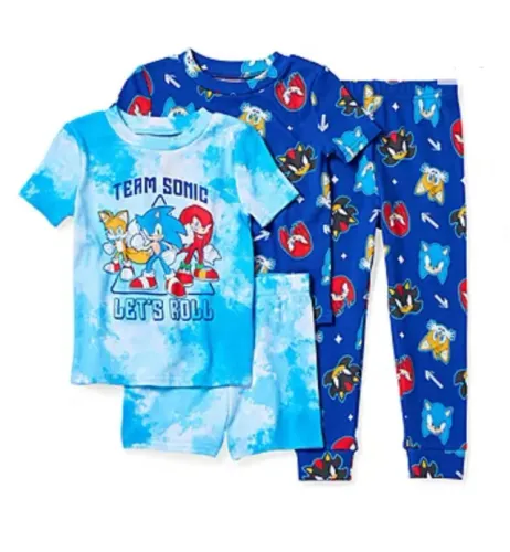Pijama Sonic 4 pecas  tamanhos 2 anos importado (novo)