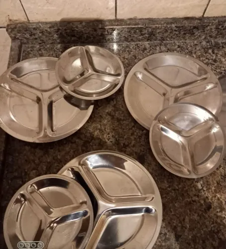 Kit com 6 bandejas para petiscos de Aço Inoxidável 