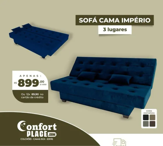 Sofá Cama Império 3 Lugares - Confort Place