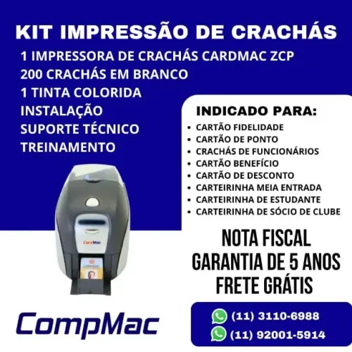 Impressora de Cartão CardMac ZCP Cartões PVC Crachás de Funcionários Cartão Ponto