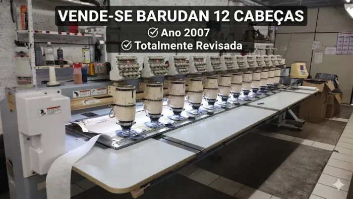 MÁQUINA BORDADEIRA BARUDAN 12 CABEÇAS ANO 2007