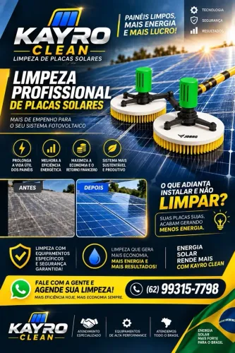 Limpeza profissional de placas solares