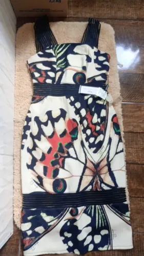 Vestido estampado borboleta Lança Perfume tamanho M