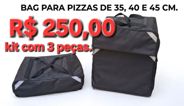 Bag mochila para entregas de delivery pizzas de 35,40 e 45cm.