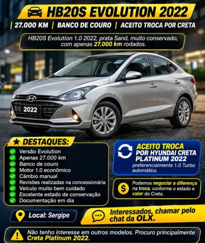 Hyundai HB20S Evol. Bluelink 1.0 Flex 12 MEC 2022