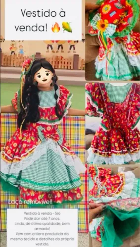 Vestido junino infantil 5/6 anos veste até 7