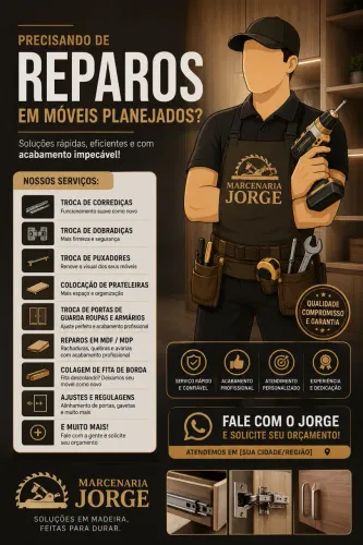 PRECISANDO DE REPAROS EM MÓVEIS PLANEJADOS? FAZEMOS CONSERTOS COM QUALIDADE E CAPRICHO!