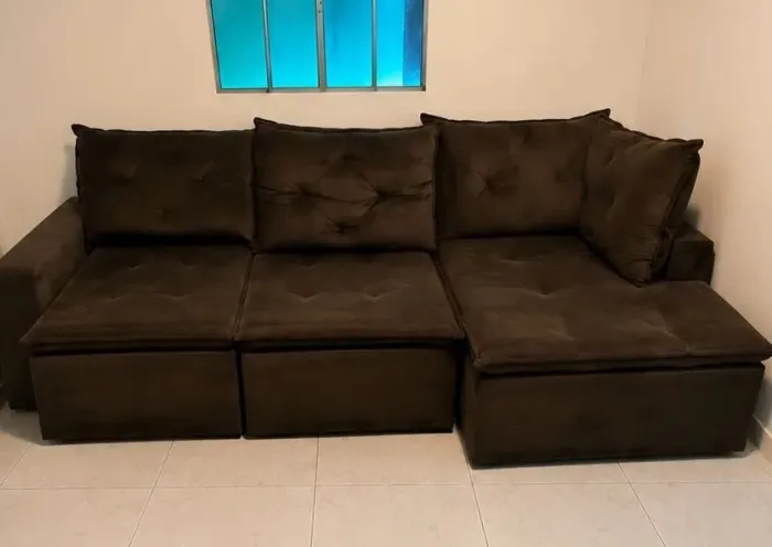 Sofá Marrom Suede 2,98m