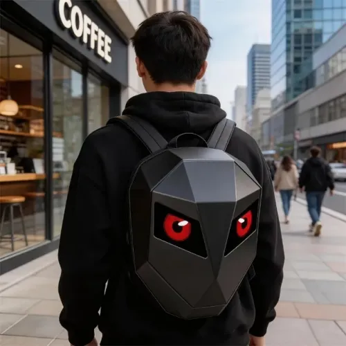 Mochila LED Motoqueiro Preta Design Lisa 20 Litros Urbana
