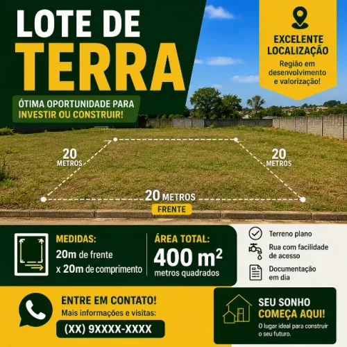 terreno para vender no alto da serra em grossos-rn medindo 20 de frente por 20 de fundo.
