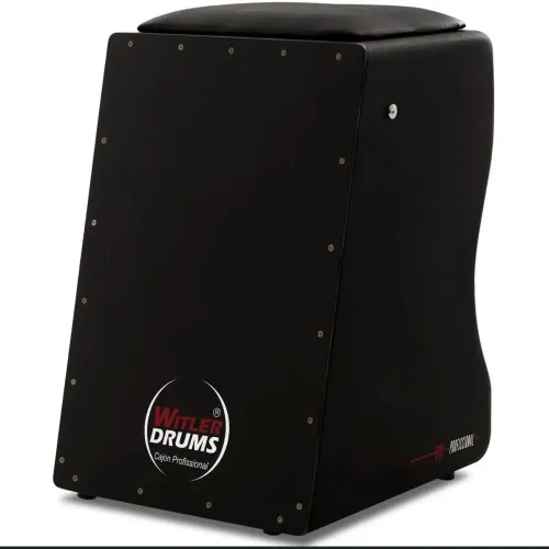 Cajón elétrico inclinado natural preto, marca witler drums 
