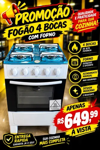 FOGÃO REALCE 4 BOCAS COM FORNO NOTA FISCAL E GARANTA *44
