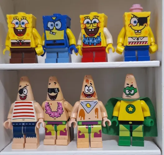 8 Mini-figuras LEGO do BOB ESPONJA e LULA MOLUSCO