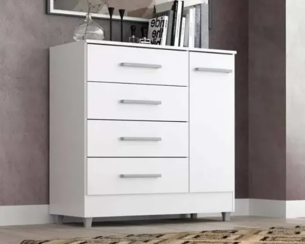 Cômoda Laura 4Gvs 1Pt Branco Quarta Divisão - Entrega Rápida!