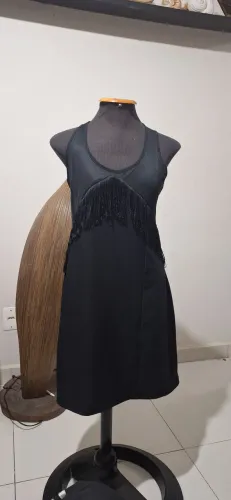 Vestido de franja preto
