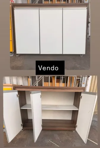 Balcão Baixo 3 portas com rodinhas armários multiuso cozinha