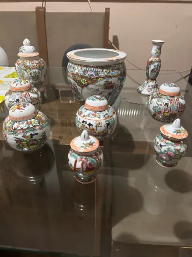 Conjunto de Porcelana Oriental Decorativa - 9 peças (estilo japonês)
