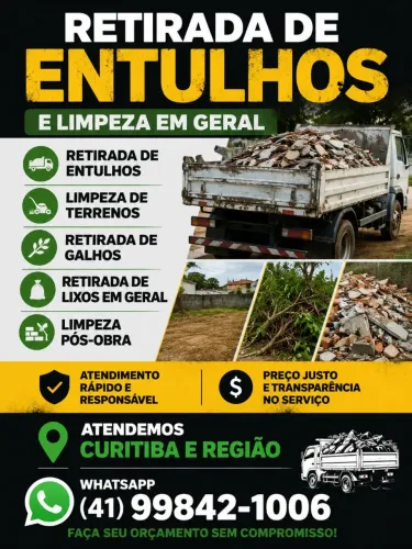 RETIRADA DE ENTULHOS E LIMPEZA EM GERAL