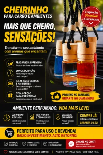 Vendas de cheirinho para carros e ambientes no atacado e varejo
