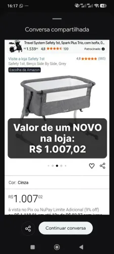Mini berço side by side safety 1st