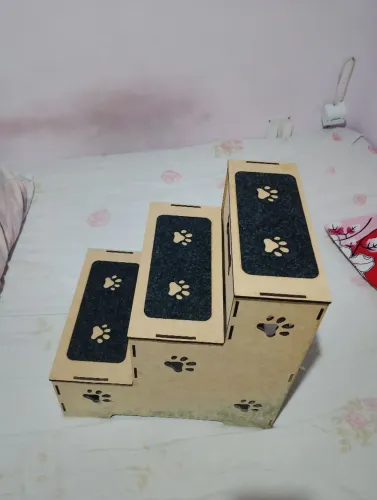 Escada Pet MDF 3 Degraus - Conforto e Segurança para seu Pet! ?