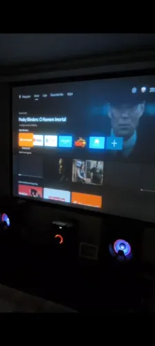 Retroprojetor Smart Polaring + tela retrátil + mini System LG Xboom