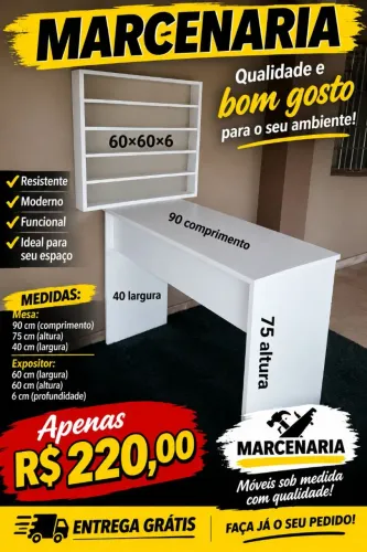 Mesa e expositor mdf