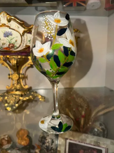 Taça de vidro pintada a mão, faço encomendas