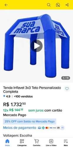 Tenda inflável