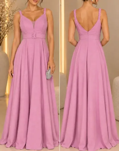 Vestido longo rosa