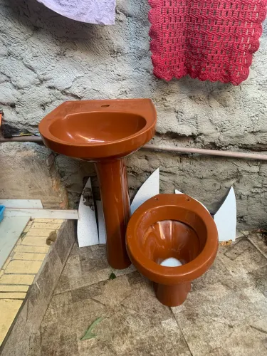 Conjunto completo de vaso e cuba com coluna