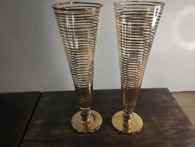 Par de taças cristal vintage anos 60.