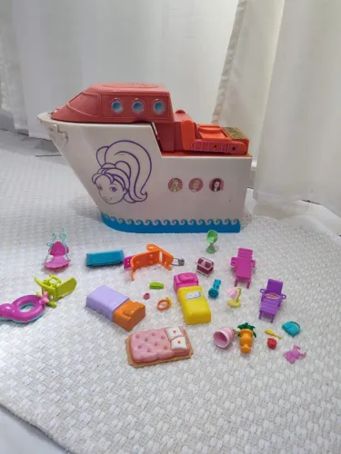 Navio Cruzeiro da Polly Pocket com vários acessórios usado