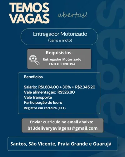 Contrata Entregador Gás para Santos