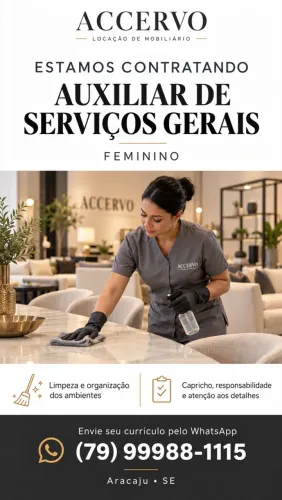 Vaga Serviços Gerais e Limpeza Feminino 