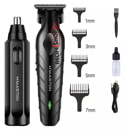 Cortador de Cabelo Sem Fio USB H Maston LFJ05 + Aparador de Pelos do Nariz
